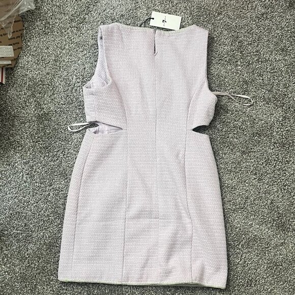 NWT 7 For All Mankind Lavender Sleeveless Cutout Tweed Mini Dress, L - Picture 2 of 4